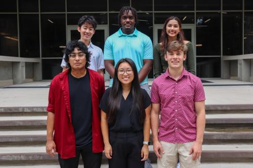 Hormonal Pathways and Trait Expression Simulator team. From left to right: Brandon J. Rivera, Haruta Otaki (top), Vanessa Lin, Nelson K Anderson (top), Billy McCune III, and Karisma Lavana